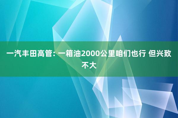 一汽丰田高管: 一箱油2000公里咱们也行 但兴致不大