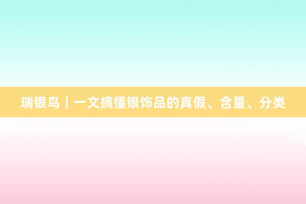 瑞银鸟｜一文搞懂银饰品的真假、含量、分类