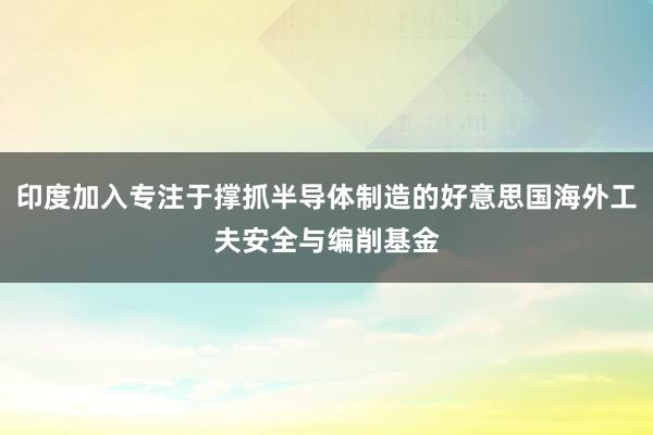 印度加入专注于撑抓半导体制造的好意思国海外工夫安全与编削基金