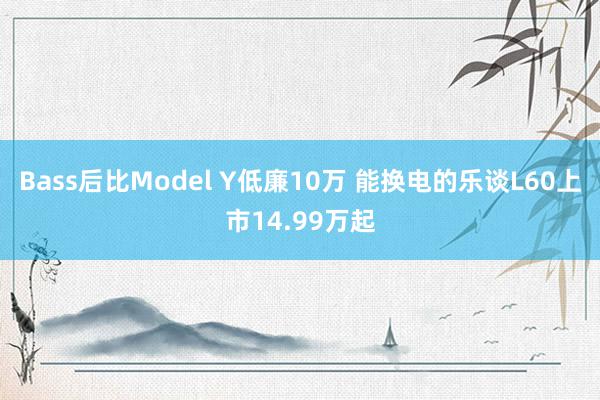 Bass后比Model Y低廉10万 能换电的乐谈L60上市14.99万起