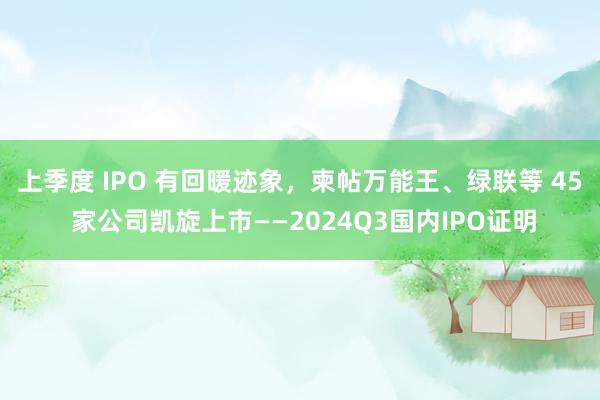 上季度 IPO 有回暖迹象，柬帖万能王、绿联等 45 家公司凯旋上市——2024Q3国内IPO证明